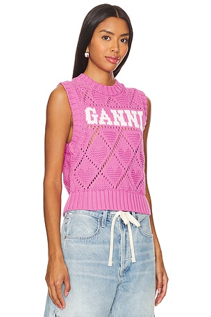 Ganni Rope Short Vest in Pink