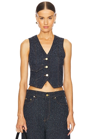 Fluffy Denim Waistcoat Ganni