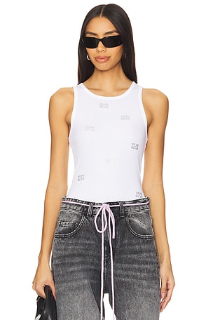 Rib Rhinestone Butterfly Tank Top Ganni