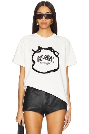 Heavy Cotton Bow Relaxed T-Shirt Ganni