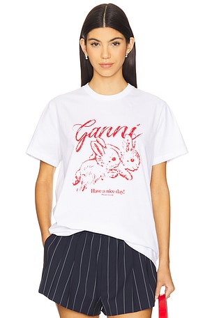 CAMISETA COM COELHINHOS Ganni