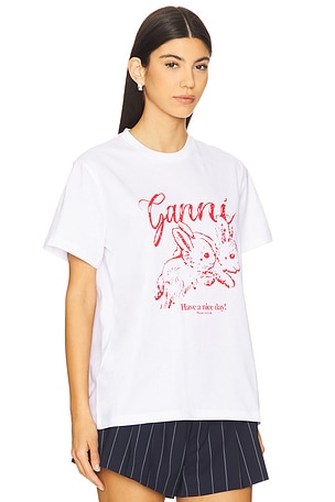 Ganni Bunnies Relaxed T-shirt in White
