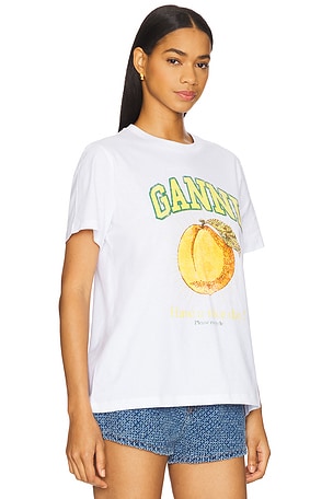 Ganni Peach Relaxed T-shirt in White