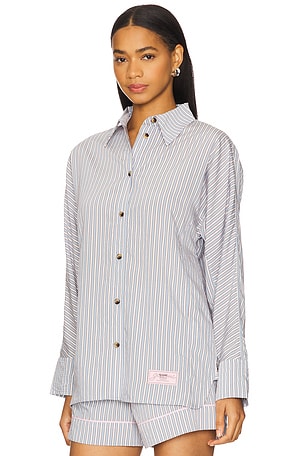 Ganni Yarn Dyed Stripe Shirt in Baby Blue