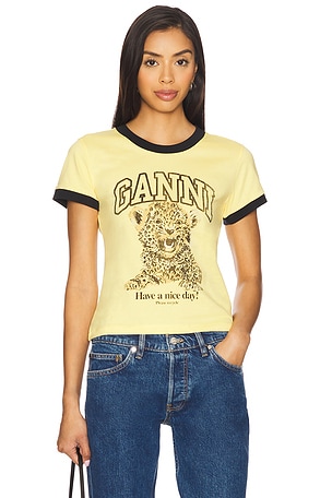 X Revolve Basic Jersey Baby Tiger Relaxed T- Shirt Ganni