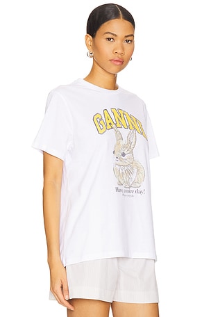Ganni Basic Jersey Baby Bun Relaxed T- Shirt in White