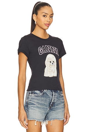 Ganni Basic Cotton Jersey Poodle Baby Fit T-shirt in Black