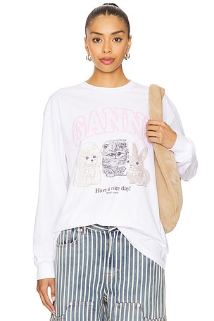 Re-cut Heavy Jersey Animals Long Sleeve Ganni