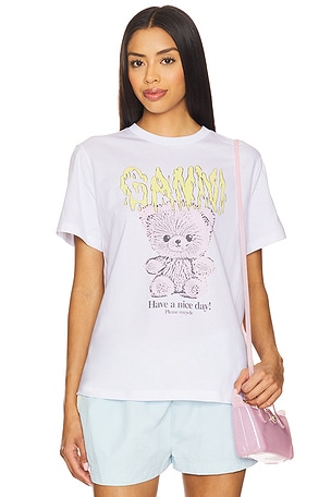Basic Cotton Jersey Teddy Relaxed T-shirt Ganni