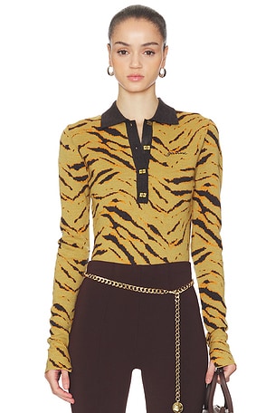 Fine Merino Jacquard Polo Top Ganni