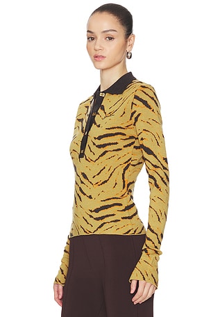 Fine Merino Jacquard Polo Top Ganni