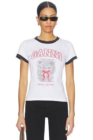 Basic Cotton Jersey Margot Kitty Print Ganni