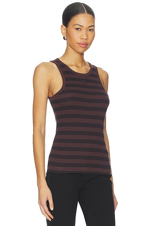 Ganni Soft Cotton Rib Tank Top in Chocolate,Black