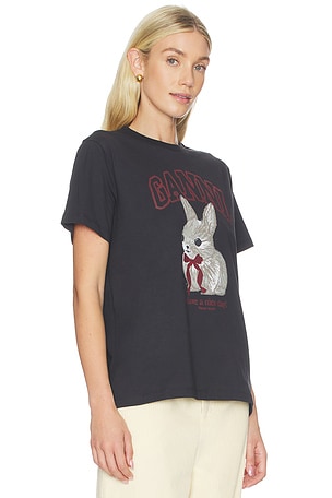 Ganni Basic Cotton Jersey T-shirt in Black