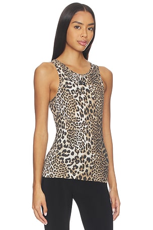 Ganni Soft Rib Knit Tank Top in Brown