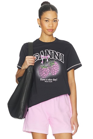 CAMISETA BASIC COTTON JERSEY RASPBERRY PRINT Ganni