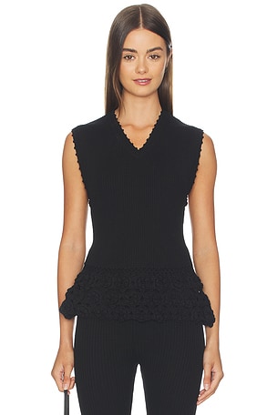 Fine Cotton Rib Crochet Top Ganni