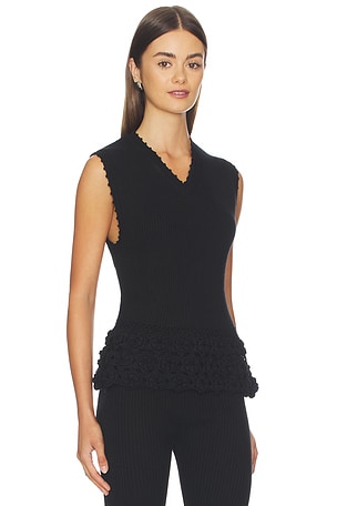 Ganni Fene Cotton Rib Crochet Top en Noir
