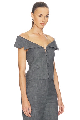 Ganni Wool Melange Suiting Vest in Grey. Size 36. Also