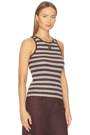 Ganni Soft Cotton Rib Tank Top in Brown