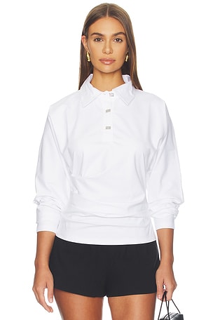Heavy Stretch Jersey Draped Polo Ganni