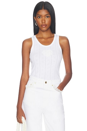 Compact Pointelle Rib Jersey Tank Top Ganni