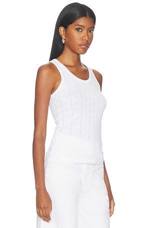 Ganni Compact Pointelle Rib Jersey Tank Top in White