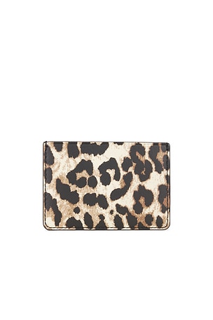 Ganni Bou Print Card Holder in Brown