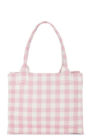 Ganni Large Easy Shopper Vichy Bag in Pink