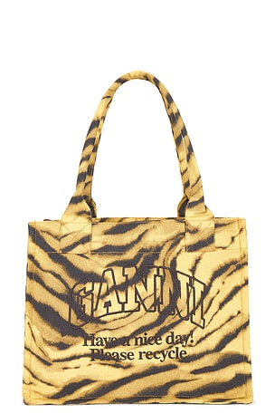 Large Easy Shopper Pocket Print Tote Bag Ganni