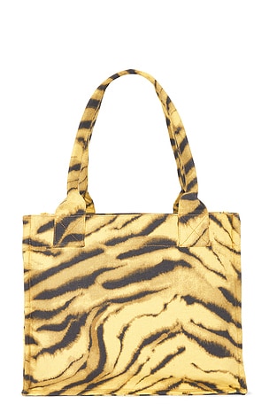 Ganni Large Easy Shopper Pocket Print Tote Bag in Brown