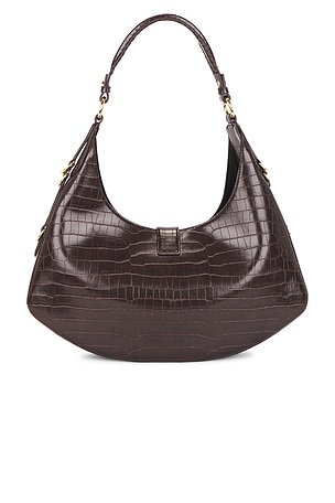 Ganni Kat Small Croc Bag in Chocolate