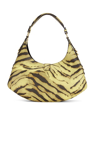 Ganni Kat Small Grained Zebra Bag in Brown