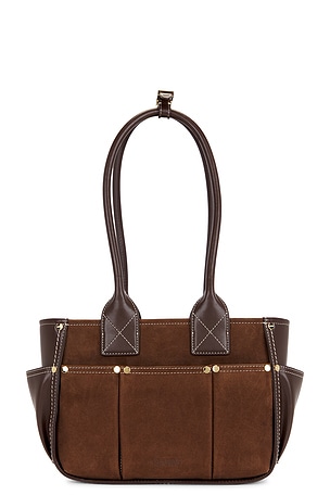 Ganni Posy Small Recycled Suede Bag in Brown