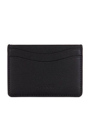 Ganni Bou Card Holder Hearts Studs in Black
