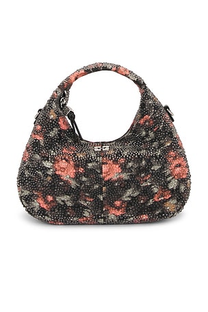 Ganni Hobo Mini Flowers Bag in Black