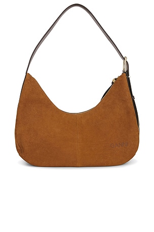 Ganni Hobo Belt Medium Suede Bag in Brown