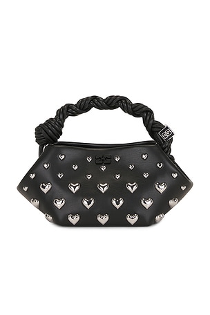 Ganni Bou Mini Hearts Bag in Black