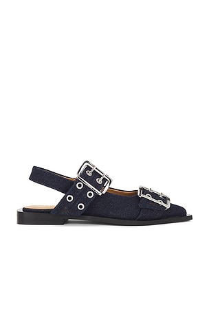 Buckle Ballerina Denim Ganni