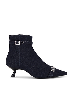 Ganni Eyelets Kitten Heel Boot in Dark Navy REVOLVE