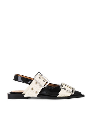 Feminine Buckle Ballerina Flat Ganni