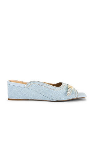 Butterfly Wedge Mule Sandal Denim Ganni