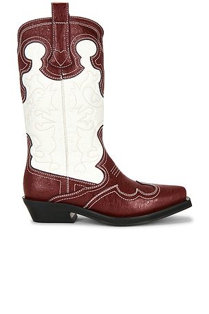 Mid Shaft Embroidered Western Boot Ganni