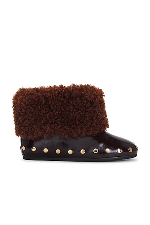 Jenny Low Boot Deep Shine Faux Fur Ganni