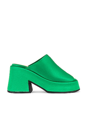 Ganni Retro Platform Wedge Mule in Kelly Green | REVOLVE