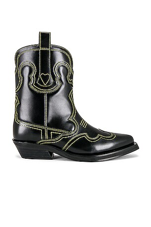 【関税&送料込】Ganni Western Boot GANNI Embroidered leather cowboy boots | NET-A-PORTER