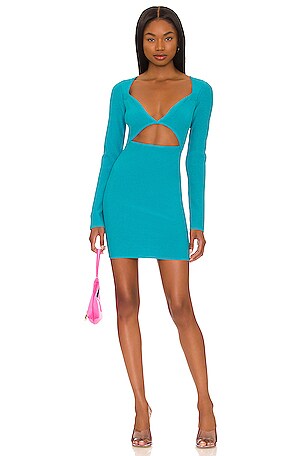 gauge81 blue dress Puno Lapis Long-Sleeve Silk Midi Dress