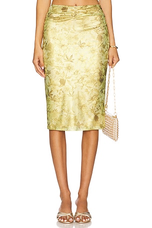Printed Lame Midi Skirt GCDS