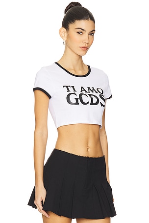 GCDS Ti Amo Crop T-shirt in White