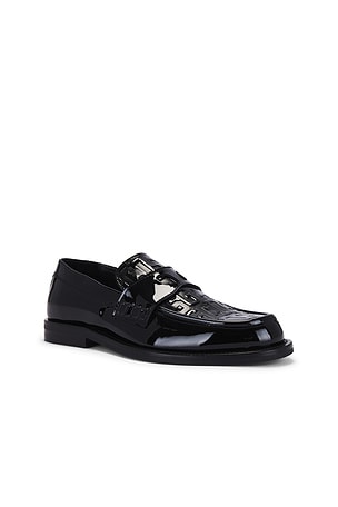 GCDS Wirdo Patent Monogram Loafers in Black